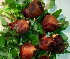 Bacon Wrapped Dates and Figs with Goat Cheese 